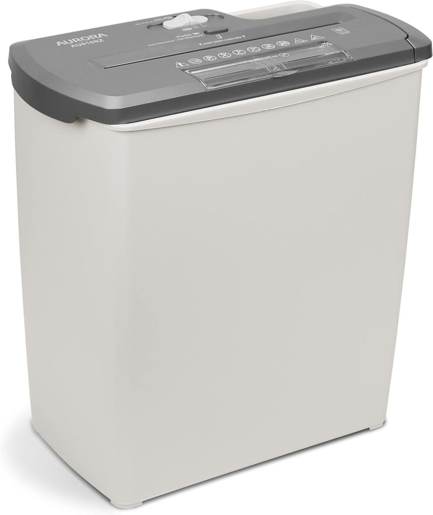 Aurora AU800SD Professional Strip Cut Paper Shredder/CD/Credit Card Shredder Without Wastebasket, 8-Sheet Strip-Cut No Basket, Black
