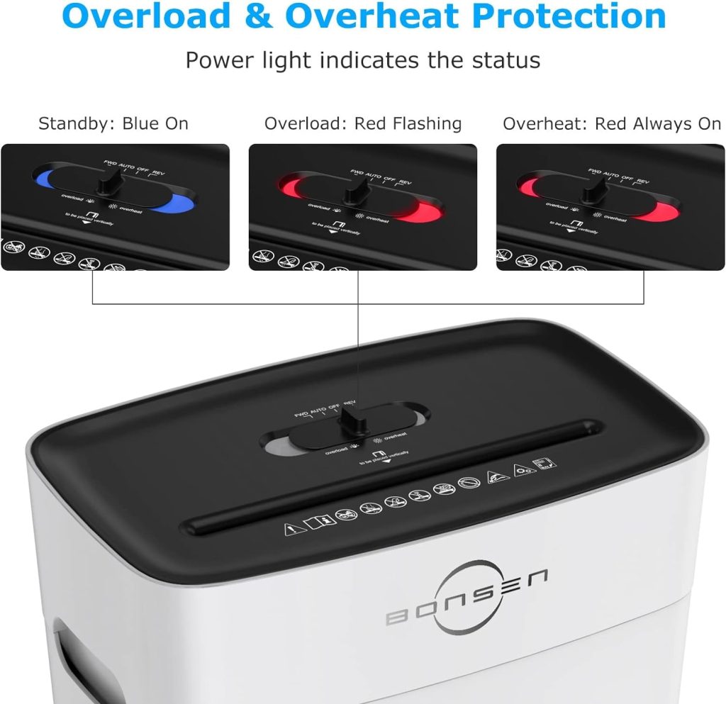 BONSEN Paper Shredder for Home Office, 10-Sheet Cross-Cut Shredder, P-4 High Security Level, Quiet Credit Card Shredder with Jam Proof System, 4 Gallons Bin (S3201)